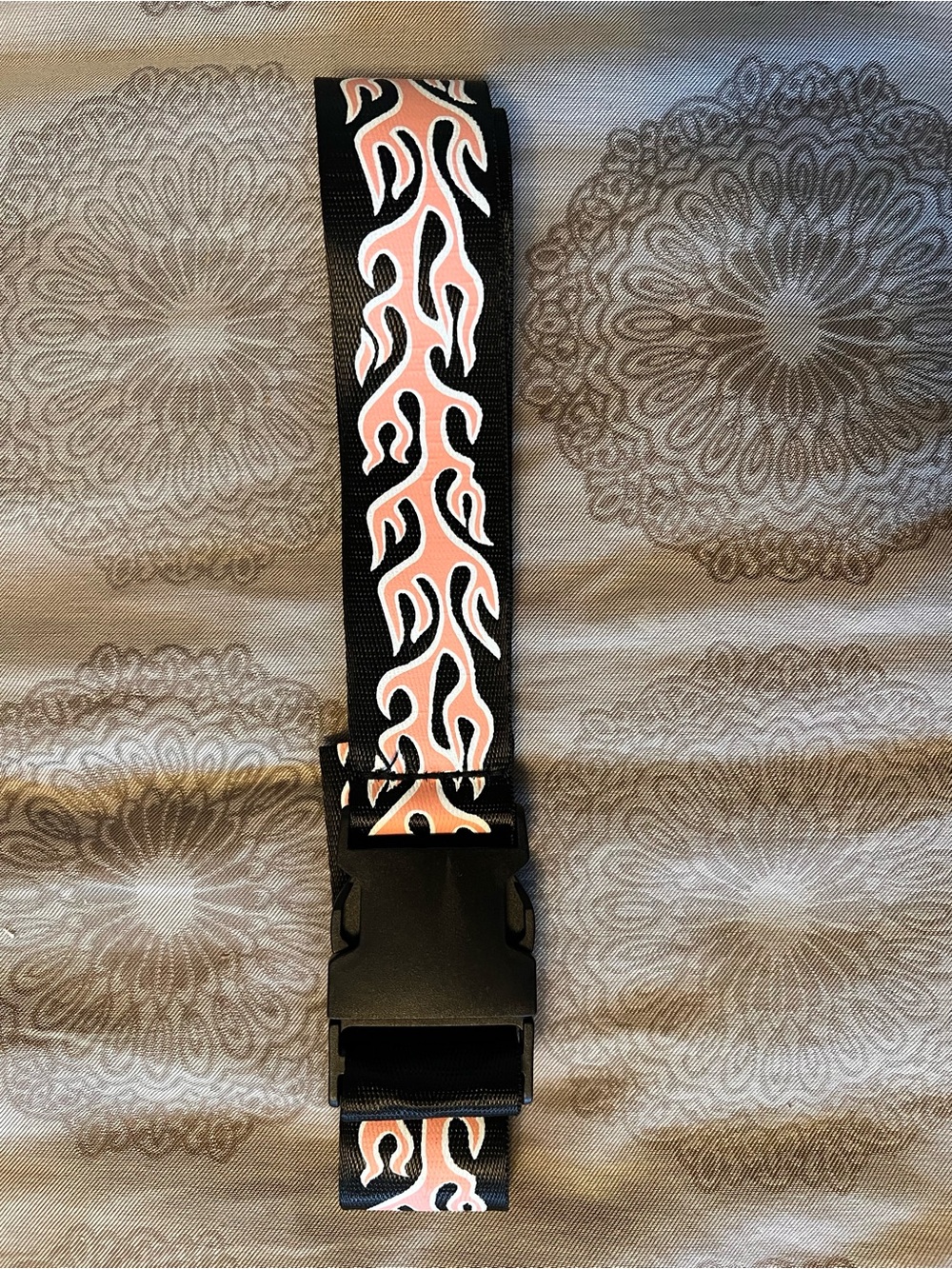 Black with Pink Flame Pattern Belt
